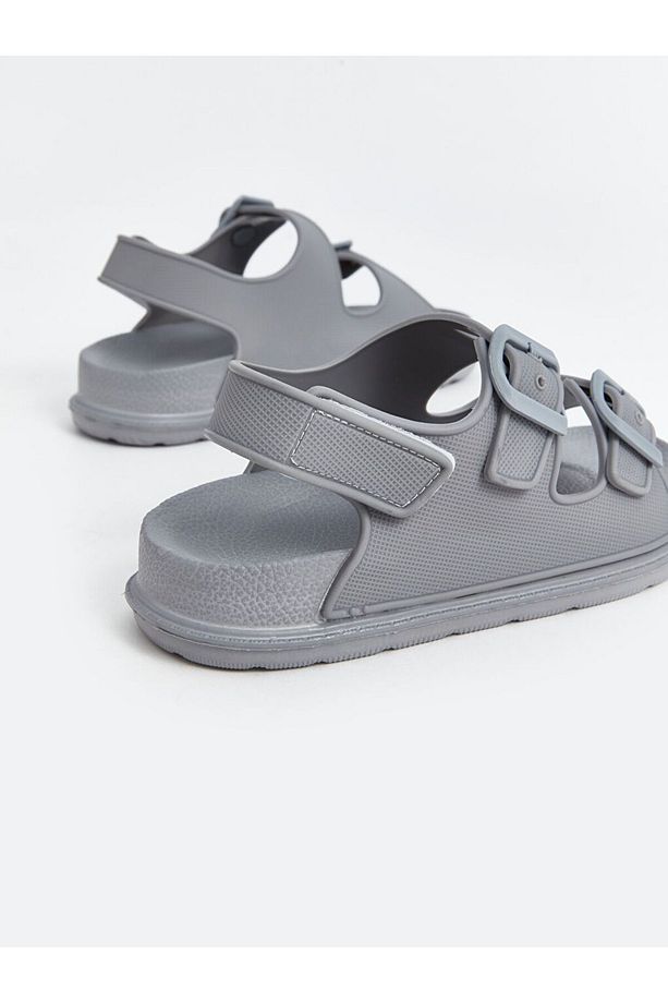 Gri Cırt Cırtlı Erkek Çocuk Sandalet - 5