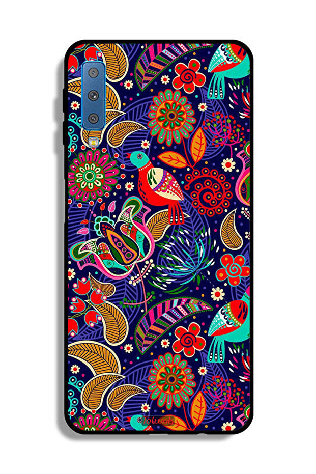غطاء حماية لهاتف Samsung Galaxy A7 (2018) بنقشة طيور وزهور