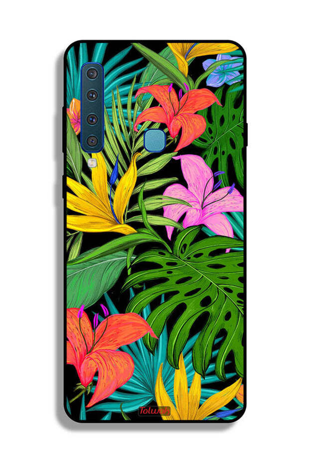 غطاء حماية لهاتف Samsung Galaxy A9 (2018) بنقشة زهور استوائية وأوراق شجر