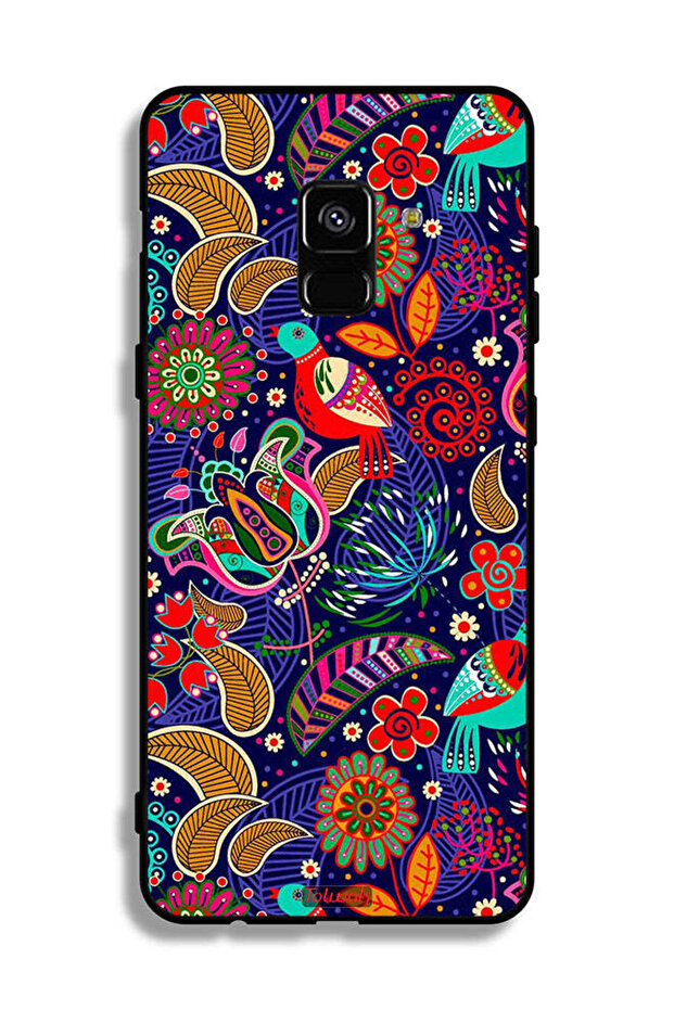 غطاء حماية لهاتف Samsung Galaxy A8 Plus (2018) بنقشة طيور وزهور