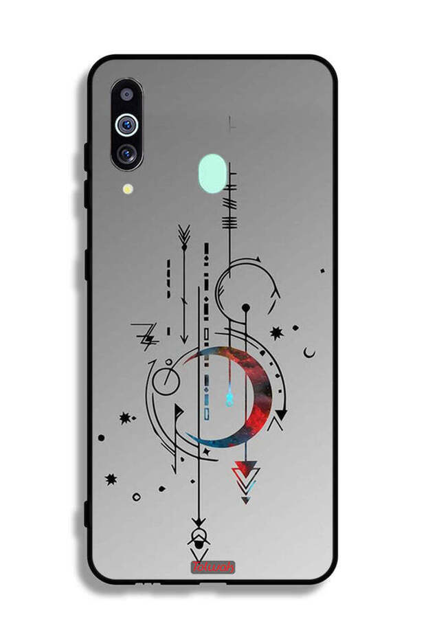 Samsung Galaxy A60 Protective Case Cover Moon And Arrows Art Pattern