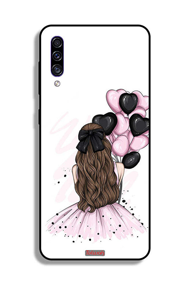 Samsung Galaxy A50s Protective Case Cover Holding Balloons Girl Art