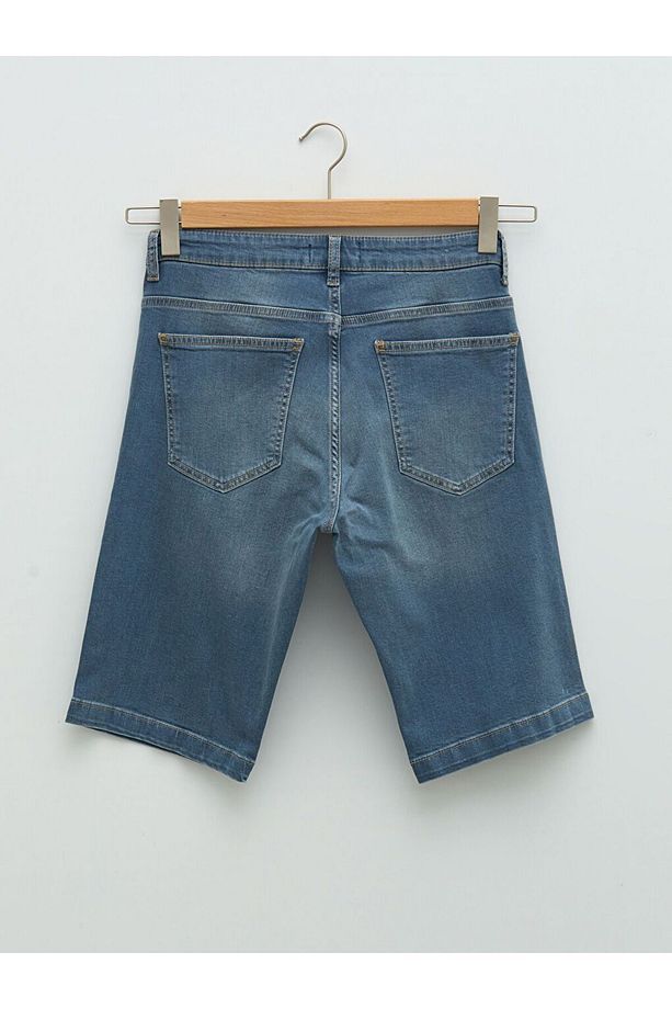 Gri Standart Kalıp Erkek Jean Şort - 7