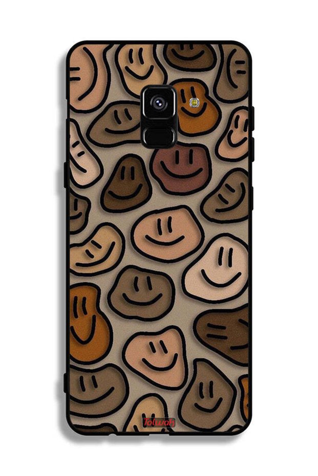 غطاء حماية لهاتف Samsung Galaxy A8 Plus (2018) برسومات وجوه مبتسمة