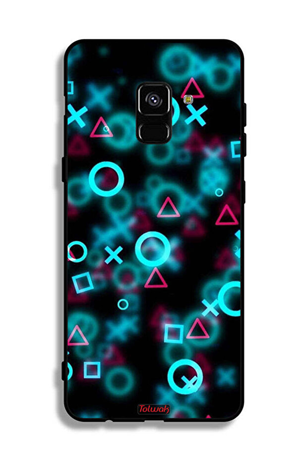 غطاء حماية لهاتف Samsung Galaxy A8 Plus (2018) برسومات أيقونات لعبة الحبار الصغيرة