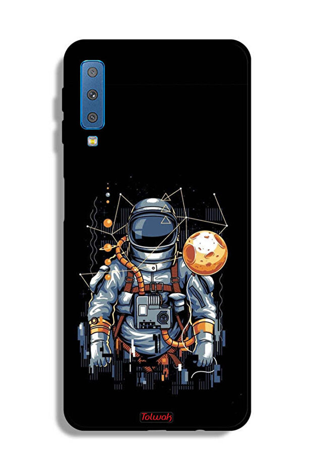 غطاء حماية لهاتف Samsung Galaxy A7 (2018) بتصميم رائد فضاء تجريدي