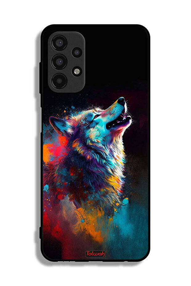 غطاء حماية لهاتف Samsung Galaxy A13 4G بتصميم فن الذئب الملون