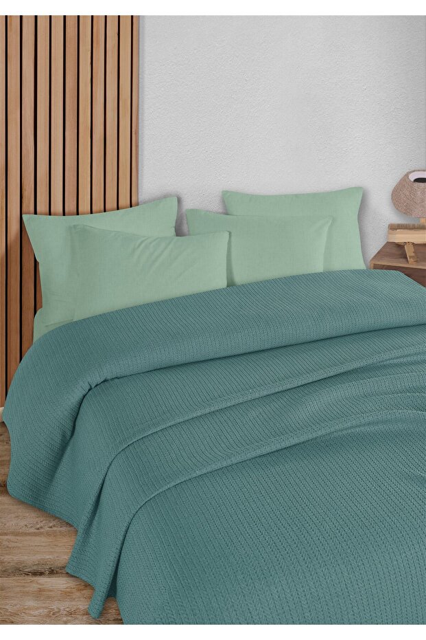 Mystic Turquoise Single Pique Set 160 X 230 cm
