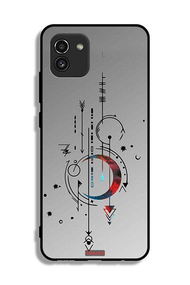 Samsung Galaxy A03 Protective Case Cover Moon And Arrows Art Pattern