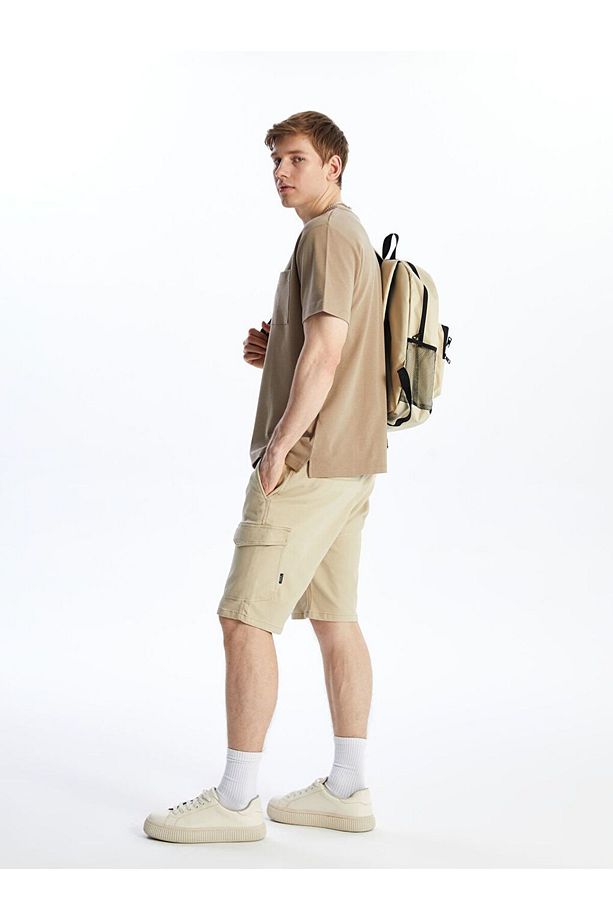 Bej Slim Fit Erkek Kargo Şort - 1
