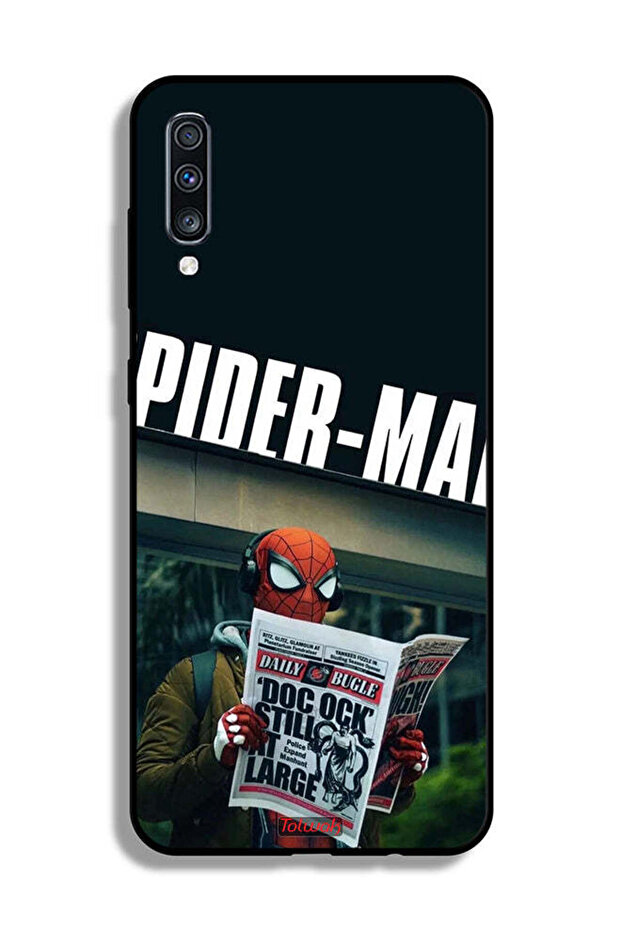 غطاء حماية لهاتف Samsung Galaxy A70 بتصميم سبايدرمان يقرأ صحيفة