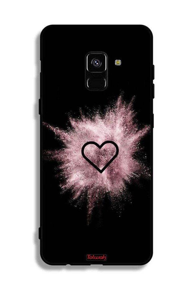 غطاء حماية لهاتف Samsung Galaxy A8 Plus (2018) بتصميم قلب لامع