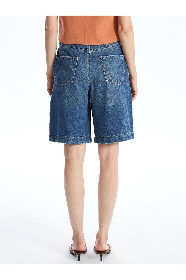 Indigo Bermuda Fit Kadın Jean Şort - 4