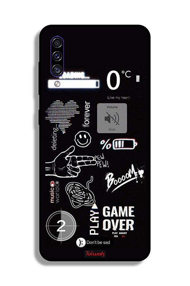 غطاء حماية لهاتف Samsung Galaxy A50 مطبوع عليه Game Over Pew Pew
