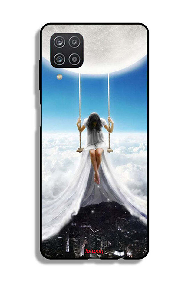 Samsung Galaxy A12 Protective Case Cover Moon Clouds Town Art
