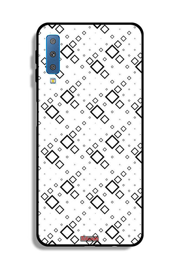 غطاء حماية لهاتف Samsung Galaxy A7 (2018) بتصميم مربع تجريدي فني رقمي