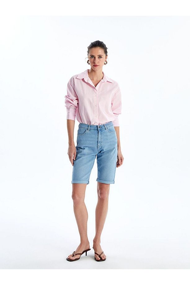 Indigo Bermuda Fit Kadın Jean Şort - 1