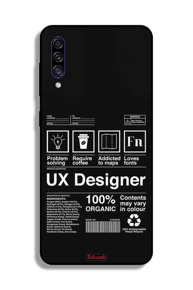 غطاء حماية لهاتف سامسونج جالاكسي A50، ملصق مصمم UX