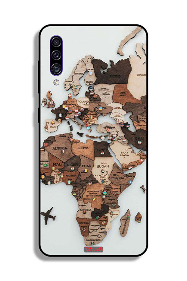 غطاء حماية لهاتف Samsung Galaxy A50s بتصميم خريطة العالم
