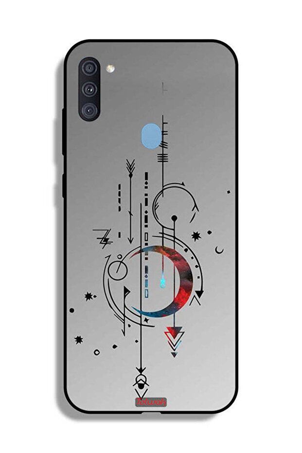 Samsung Galaxy A11 Protective Case Cover Moon And Arrows Art Pattern