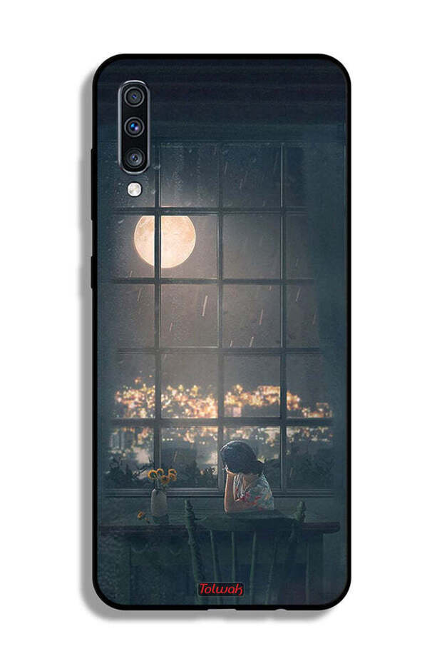 غطاء حماية لهاتف Samsung Galaxy A70 مع صورة القمر