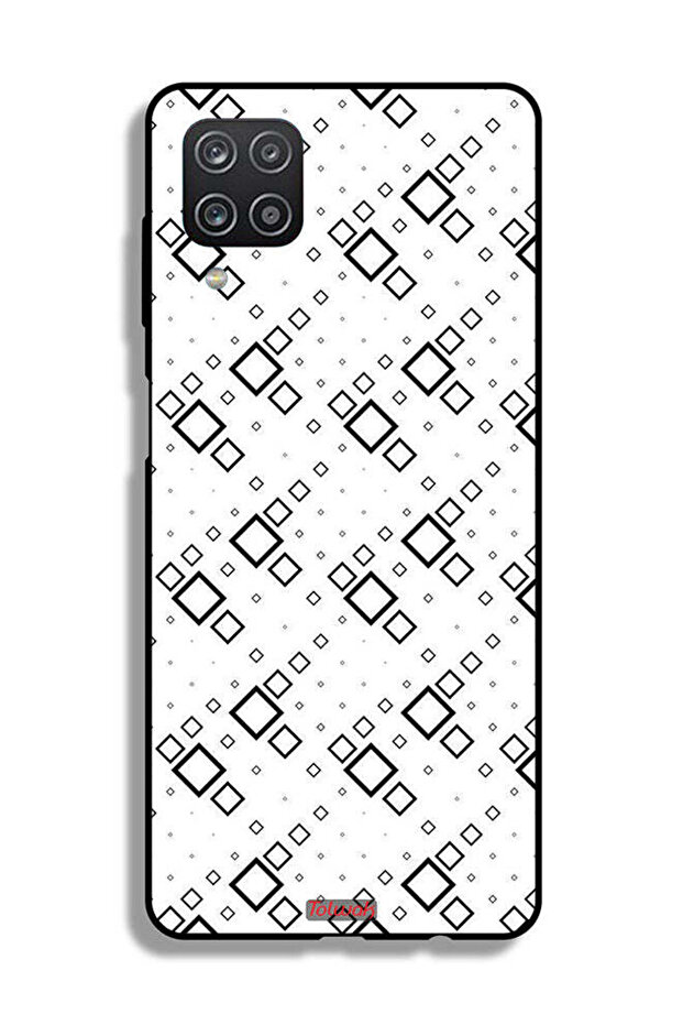 غطاء حماية لهاتف Samsung Galaxy A12 بتصميم مربع تجريدي رقمي