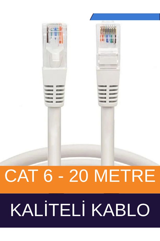 Cat6 20mt Lan Ethernet Kablosu Kalın Kaliteli Fabrikasyon Internet Kablo - 2