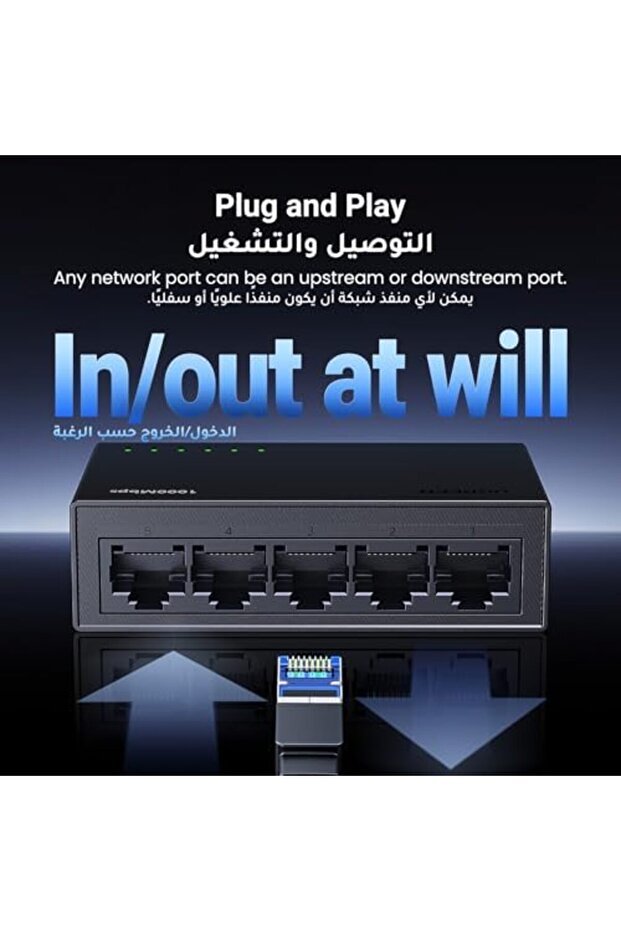 Ethernet Switch 5-Port Gigabit Desktop Network Splitter - 8