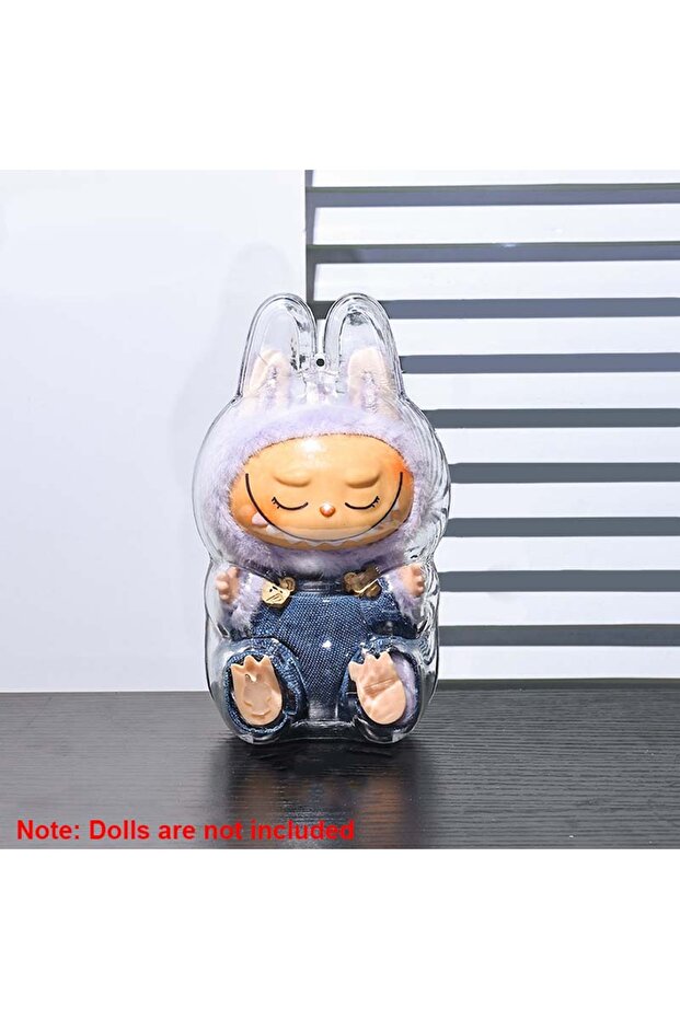 no doll sit 17cm Labubu Protector Case Portable Transparent Protective Case Organizer Box Dolls Acce