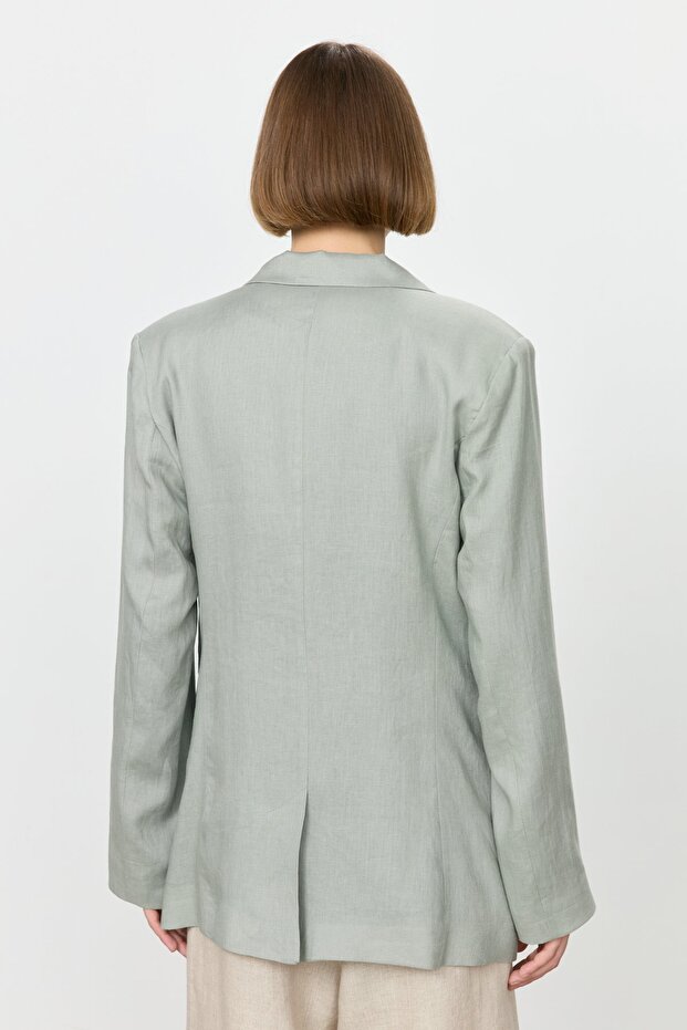 Keten Blazer Ceket Mint - 7