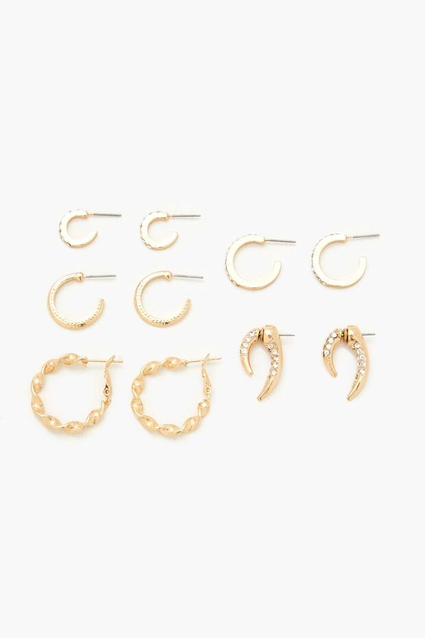 Rhinestone Halka Küpe Seti - 1