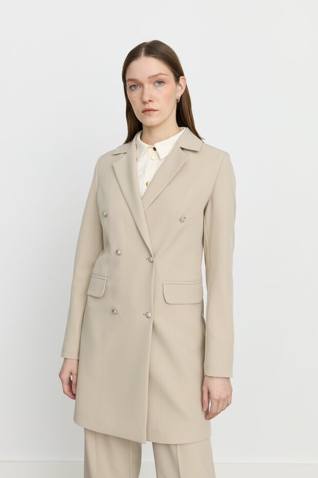 Double Breasted Blazer Jacket Stone