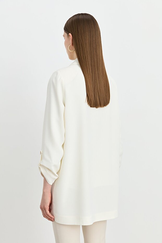 Oversize Blazer Ceket Ekru - 4