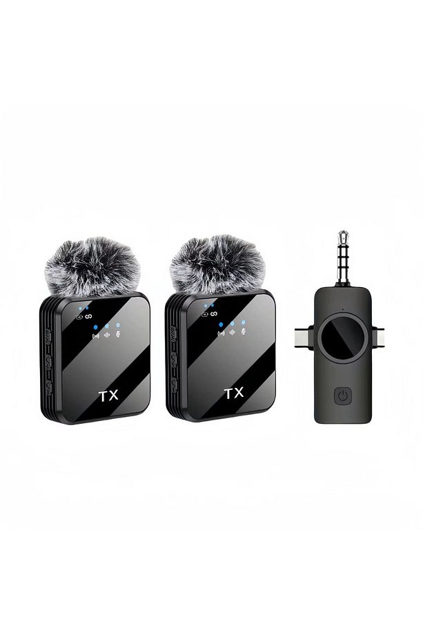 F11 3in1 Kablosuz 2 Li Yaka Mikrofonu - Type-c / Lightning / 3.5mm Uyumlu Profesyonel Ses Çözümü! - 1