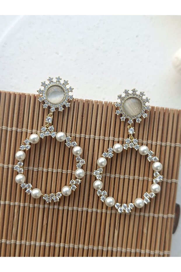 Taşlı Tasarım Küpe - 2