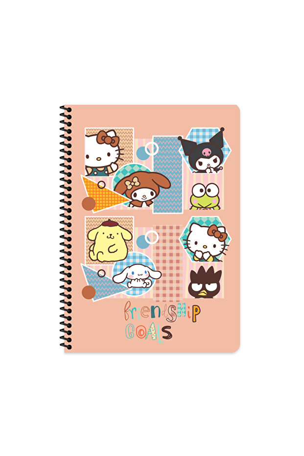 Keskin Color Hello Kitty and Friends Striped Notebook | 16.5 X 22.5 cm | Spiral – 80 Sheets