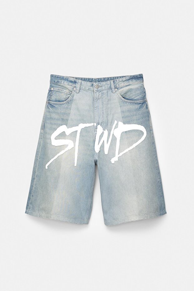 STWD super baggy denim bermuda - 7