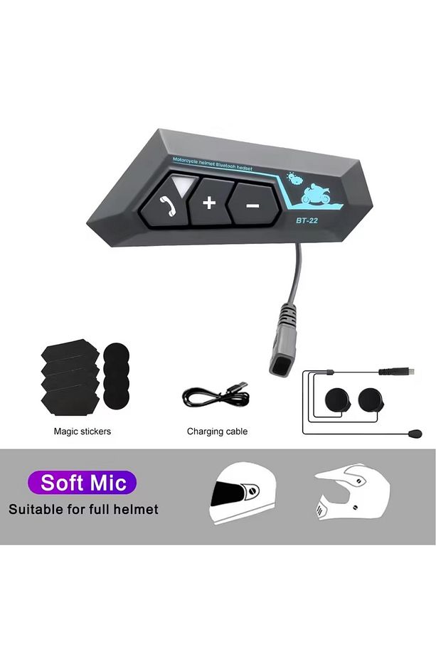 BT22 Intercom Bluetooth Kask Kulaklık – Motor Kurye ve Sürücüler İçin, Su Geçirmez, Gürültü Önleyici - 5