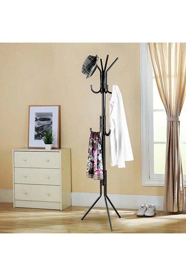 Coat Rack Coat Racks Free Standing Hat Rack Clothes Stand Coat Tree Coat Hanger, Black