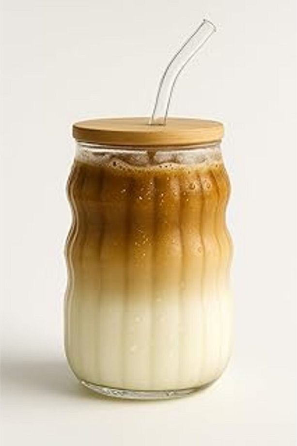 Kahve Bardağı Isıya Dayanıklı Ice Latte Cam Pipetli Bardak Kahve Kokteyl Cam Sunum Bardağı Meşrubat - 1