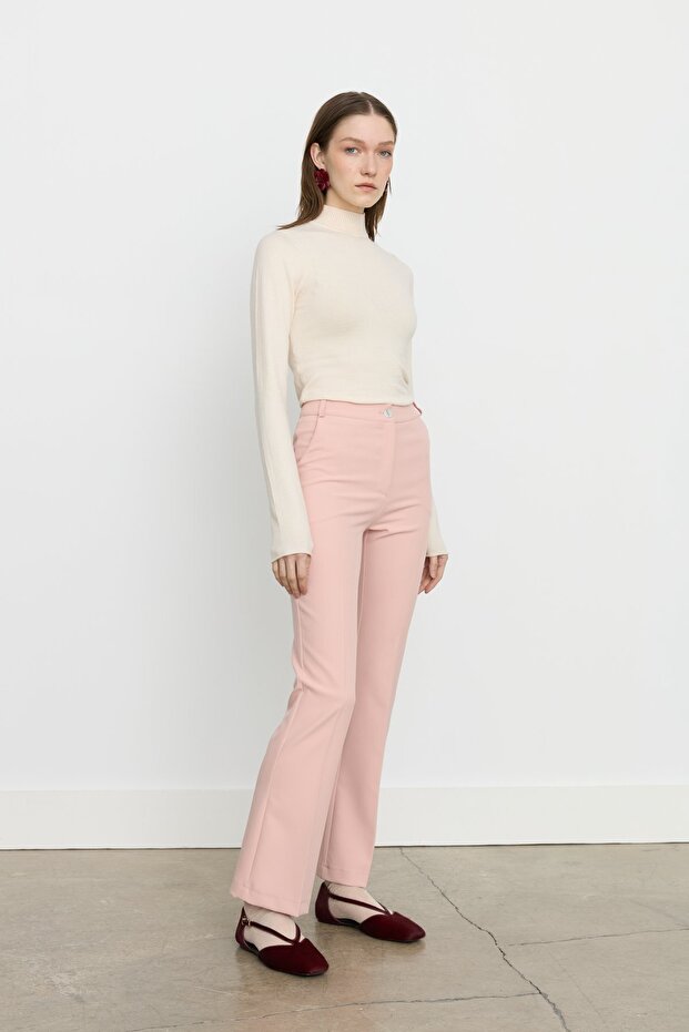 Ütü İzli İspanyol Paça Pantolon Somon - 5