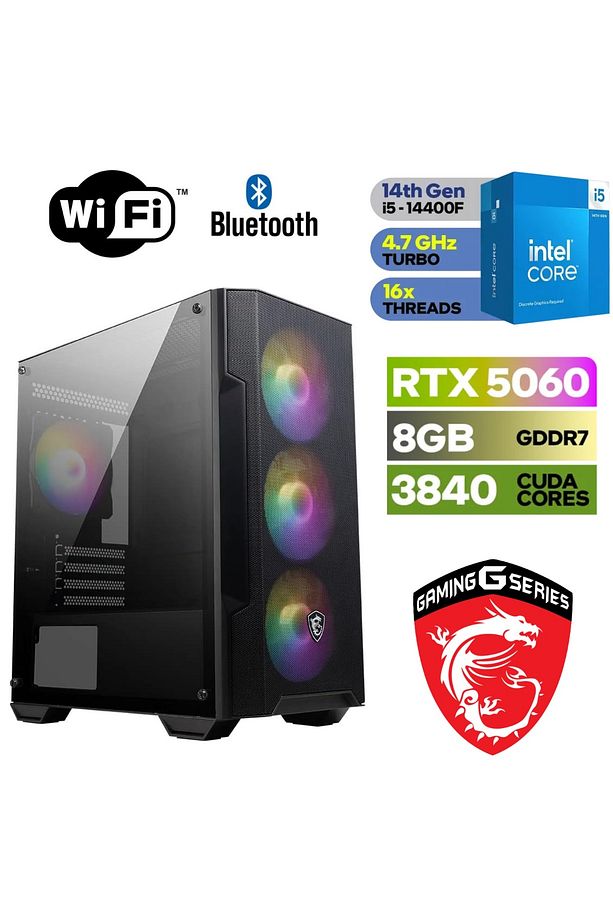 GAMİNG PC DDR5 -RTX 5060 8GB - İNTEL CORE İ5 14400F - 16GB DDR5 RAM - 1 TB M.2 SSD - WİNDOWS 11 PRO - 1