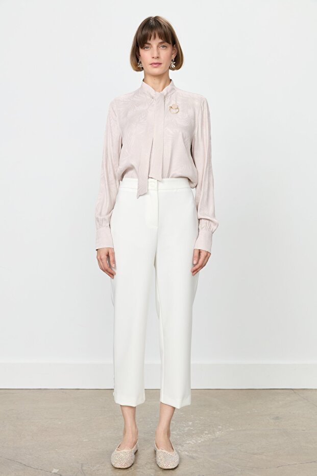 Boru Paça Poly. Viskon Pantolon Ekru - 1