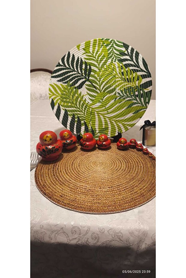 Placemat Runner 6-Piece Presentation Plate Dowry Set Knitted Plate Bottom Fireproof