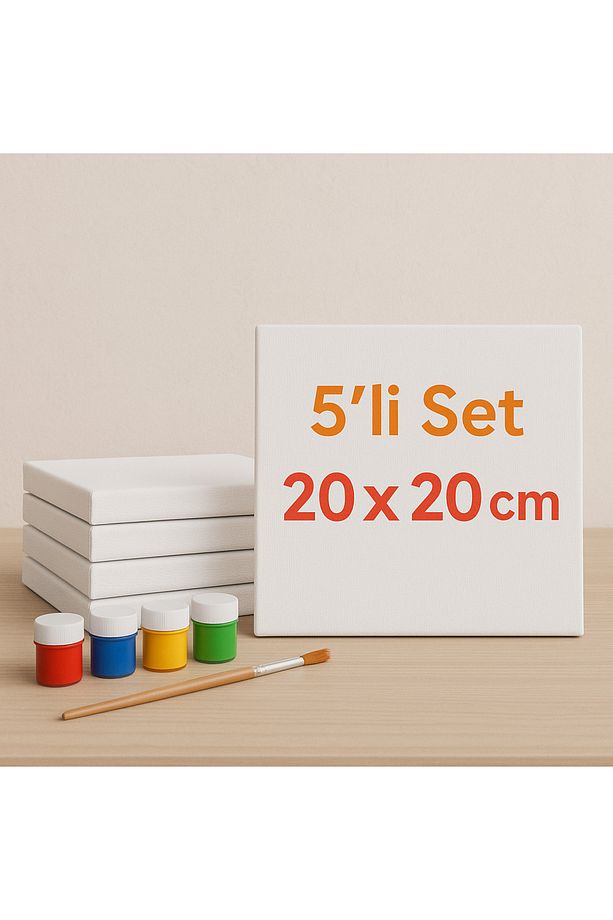 Küçük Resim Tuvali 5'li 20x20 Arkadan Zımbalı Pamuklu,Astarlı-boş tuval - 1