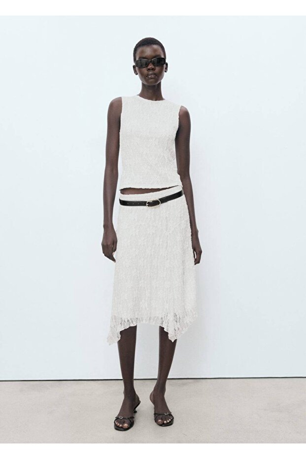 Askılı dantel tişört - 2