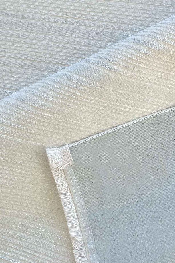 Violette Dokuma Yıkanabilir Modern Krem Salon Halısı Mutfak Halısı Yolluk - 3
