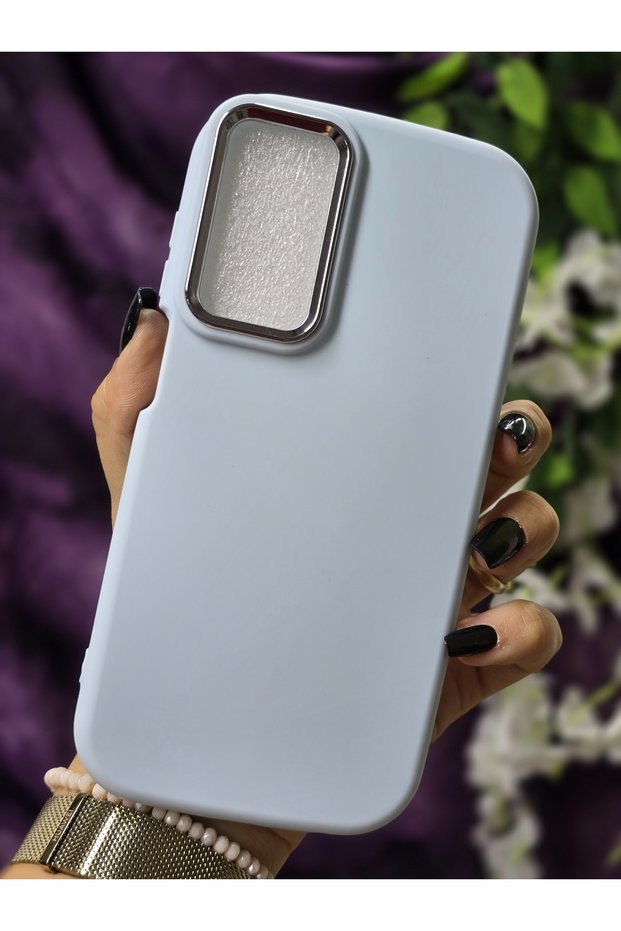 Matte Baby Blue Silicone Case with Samsung Galaxy M15 Compatible Metal Camera Frame