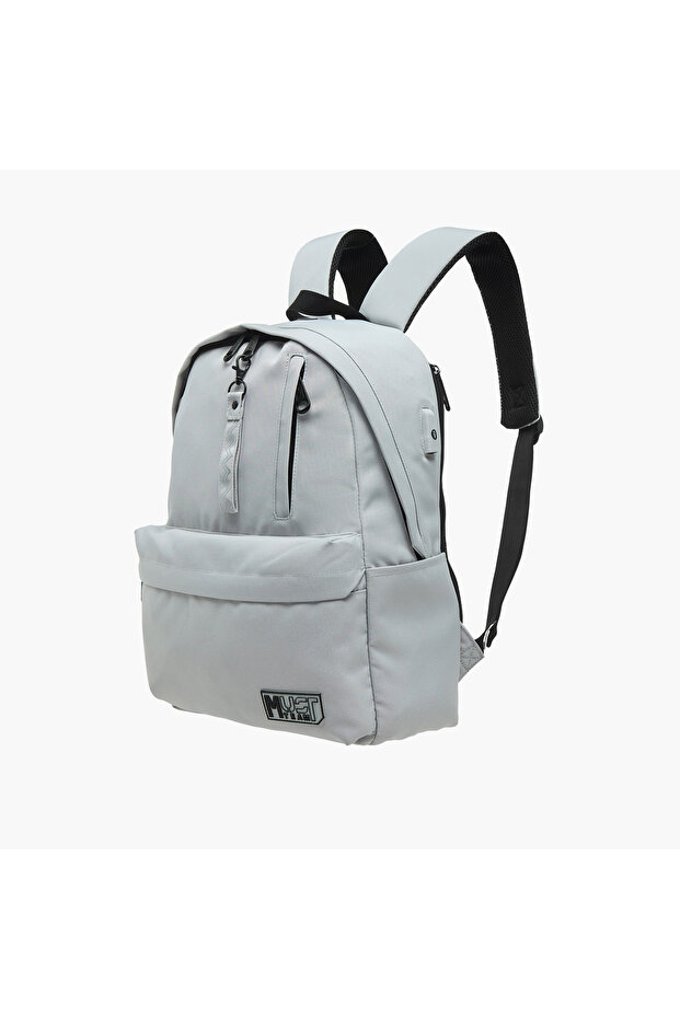 Solid Backpack with Adjustable Straps and Zip Closure - 32x17x42 cms - 2