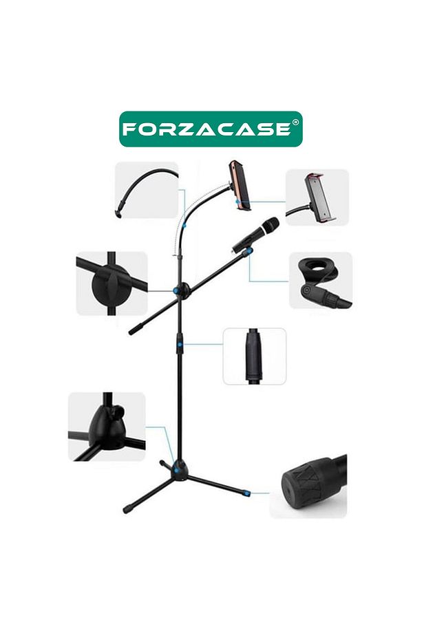 Tablet Tutuculu 360 Döner Profesyonel Metal Mikrofon Standı 140 cm - FC1077 - 2